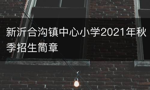 新沂合沟镇中心小学2021年秋季招生简章