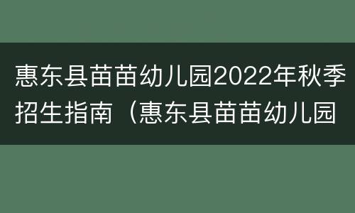 惠东县苗苗幼儿园2022年秋季招生指南（惠东县苗苗幼儿园2022年秋季招生指南电子版）