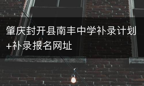 肇庆封开县南丰中学补录计划+补录报名网址