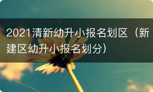 2021清新幼升小报名划区（新建区幼升小报名划分）