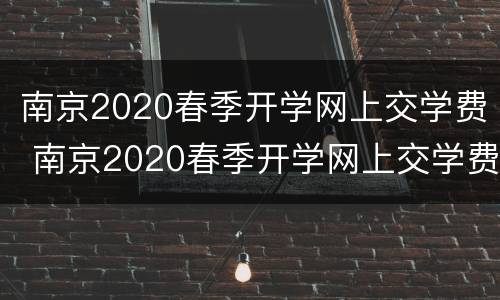 南京2020春季开学网上交学费 南京2020春季开学网上交学费怎么交