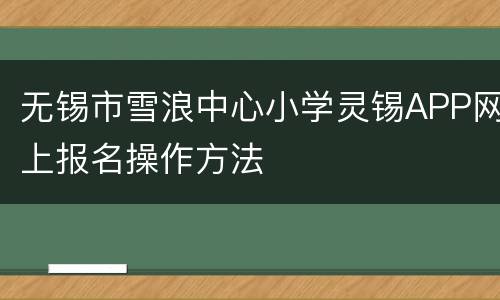 无锡市雪浪中心小学灵锡APP网上报名操作方法