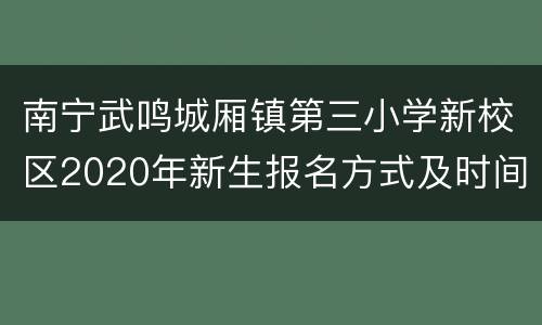 南宁武鸣城厢镇第三小学新校区2020年新生报名方式及时间