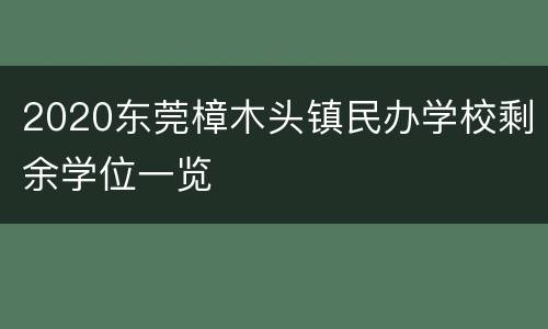 2020东莞樟木头镇民办学校剩余学位一览