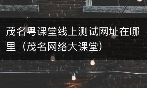 茂名粤课堂线上测试网址在哪里（茂名网络大课堂）