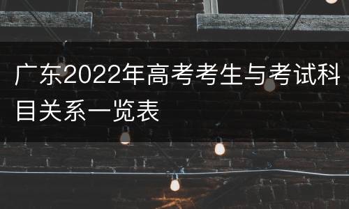 广东2022年高考考生与考试科目关系一览表