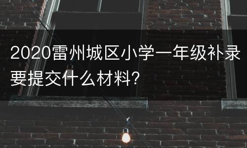 2020雷州城区小学一年级补录要提交什么材料?