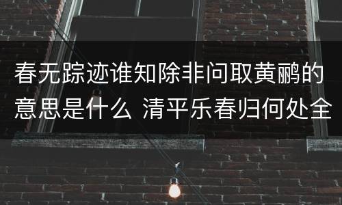 春无踪迹谁知除非问取黄鹂的意思是什么 清平乐春归何处全文