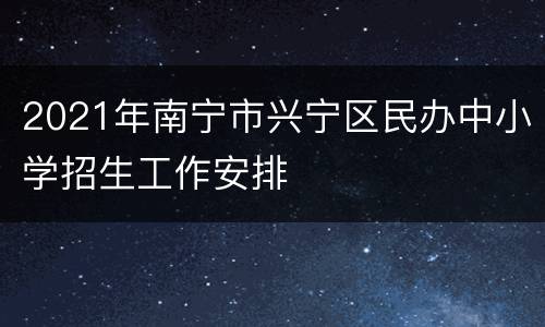 2021年南宁市兴宁区民办中小学招生工作安排