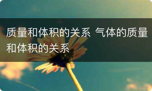 质量和体积的关系 气体的质量和体积的关系