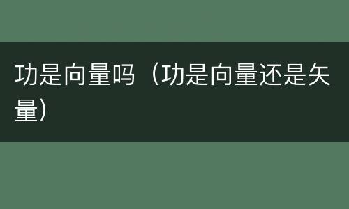 功是向量吗（功是向量还是矢量）