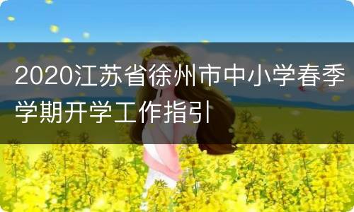 2020江苏省徐州市中小学春季学期开学工作指引