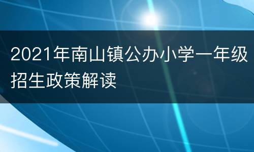 2021年南山镇公办小学一年级招生政策解读