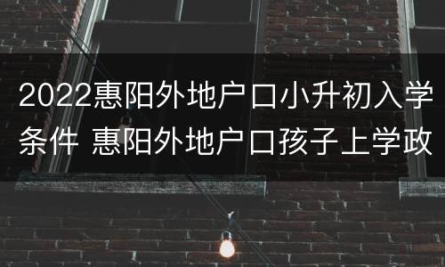 2022惠阳外地户口小升初入学条件 惠阳外地户口孩子上学政策