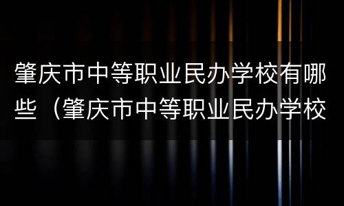 肇庆市中等职业民办学校有哪些（肇庆市中等职业民办学校有哪些学校）