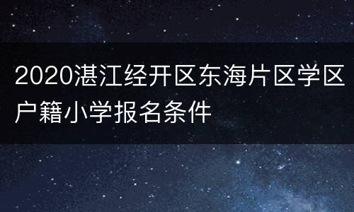 2020湛江经开区东海片区学区户籍小学报名条件