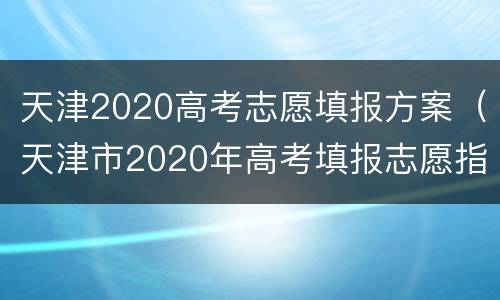 天津2020高考志愿填报方案（天津市2020年高考填报志愿指南）