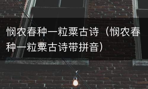 悯农春种一粒粟古诗（悯农春种一粒粟古诗带拼音）