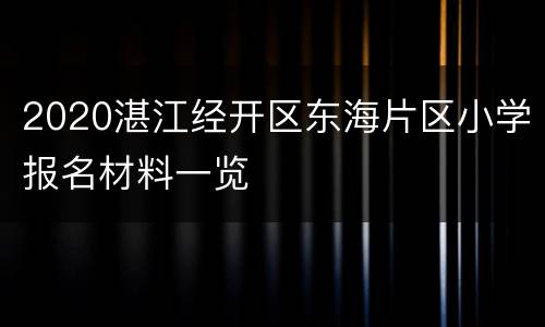 2020湛江经开区东海片区小学报名材料一览