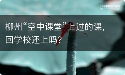 柳州“空中课堂”上过的课，回学校还上吗？