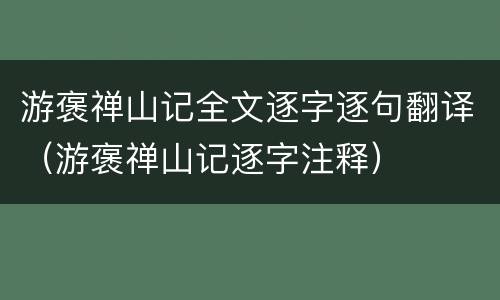 游褒禅山记全文逐字逐句翻译（游褒禅山记逐字注释）