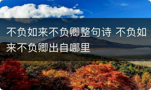 不负如来不负卿整句诗 不负如来不负卿出自哪里