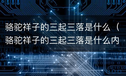 骆驼祥子的三起三落是什么（骆驼祥子的三起三落是什么内容）