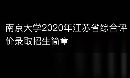 南京大学2020年江苏省综合评价录取招生简章