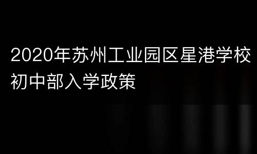 2020年苏州工业园区星港学校初中部入学政策