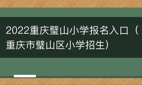 2022重庆璧山小学报名入口（重庆市璧山区小学招生）