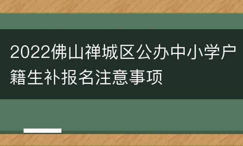 2022佛山禅城区公办中小学户籍生补报名注意事项