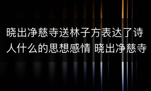 晓出净慈寺送林子方表达了诗人什么的思想感情 晓出净慈寺送林子方古诗表达的思想感情