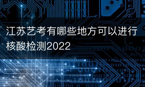 江苏艺考有哪些地方可以进行核酸检测2022