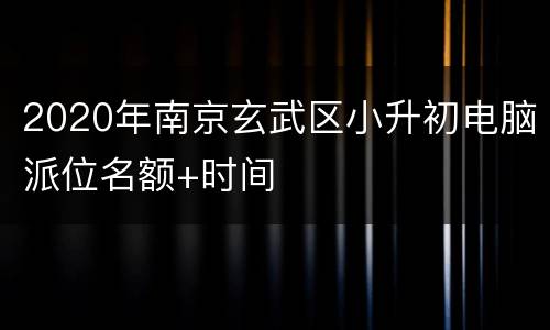 2020年南京玄武区小升初电脑派位名额+时间