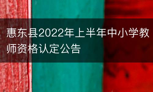 惠东县2022年上半年中小学教师资格认定公告