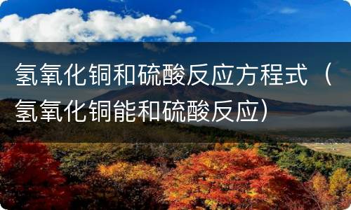 氢氧化铜和硫酸反应方程式（氢氧化铜能和硫酸反应）