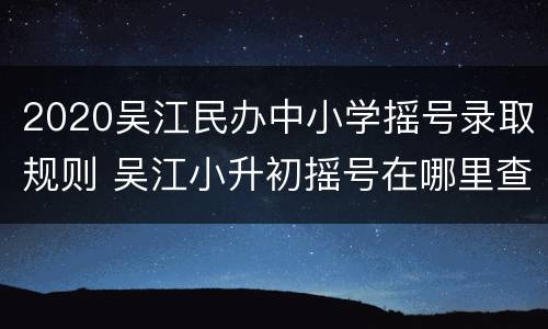 2020吴江民办中小学摇号录取规则 吴江小升初摇号在哪里查