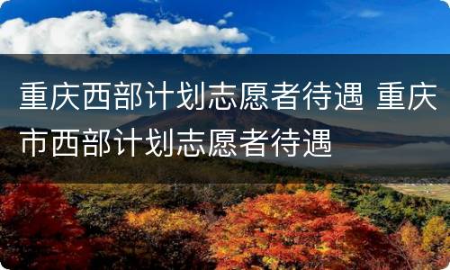 重庆西部计划志愿者待遇 重庆市西部计划志愿者待遇