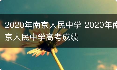 2020年南京人民中学 2020年南京人民中学高考成绩