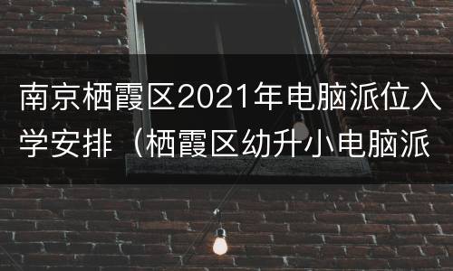 南京栖霞区2021年电脑派位入学安排（栖霞区幼升小电脑派位）