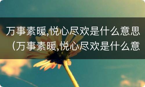 万事素暖,悦心尽欢是什么意思（万事素暖,悦心尽欢是什么意思意思）