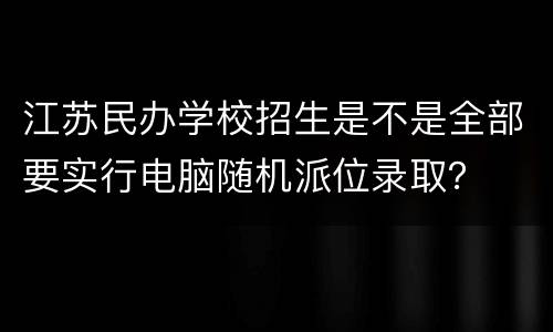 江苏民办学校招生是不是全部要实行电脑随机派位录取？