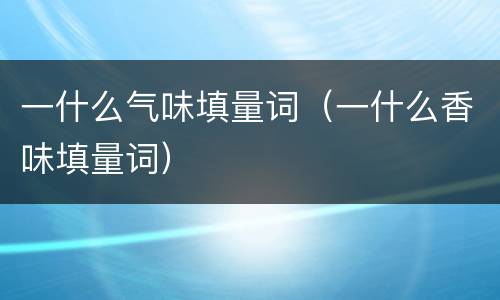 一什么气味填量词（一什么香味填量词）