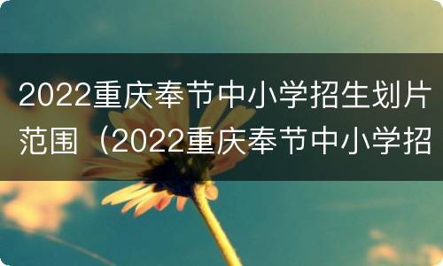 2022重庆奉节中小学招生划片范围（2022重庆奉节中小学招生划片范围图片）