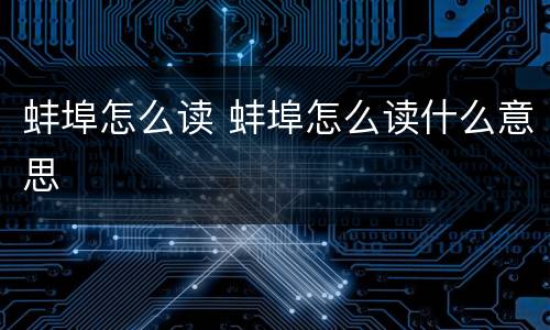 蚌埠怎么读 蚌埠怎么读什么意思