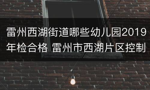 雷州西湖街道哪些幼儿园2019年检合格 雷州市西湖片区控制性详细规划公示