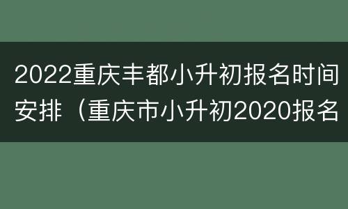 2022重庆丰都小升初报名时间安排（重庆市小升初2020报名时间）