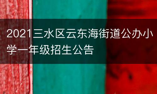 2021三水区云东海街道公办小学一年级招生公告