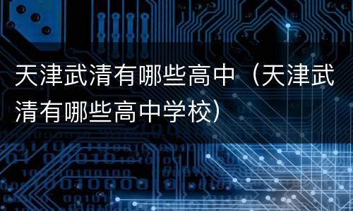 天津武清有哪些高中（天津武清有哪些高中学校）