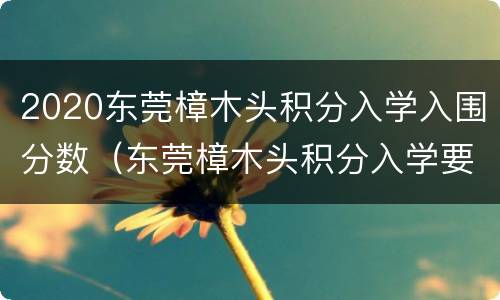 2020东莞樟木头积分入学入围分数（东莞樟木头积分入学要多少分）